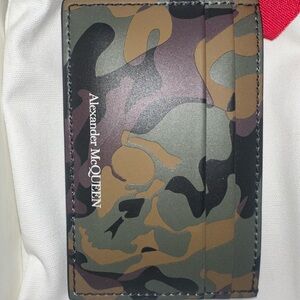 Alexander McQueen camo card holder w hidden skull